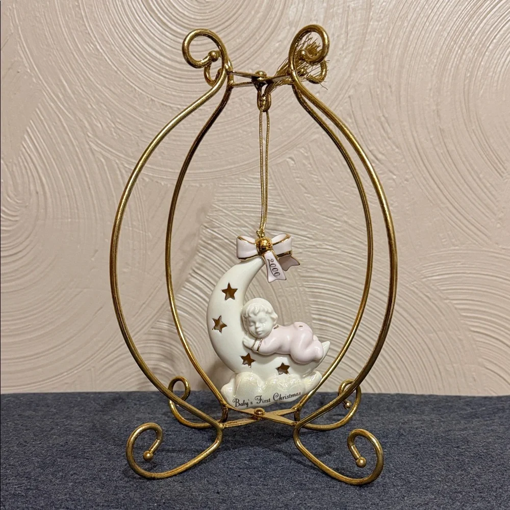 Pier 1 Blue Heart Ornament with Snowy House